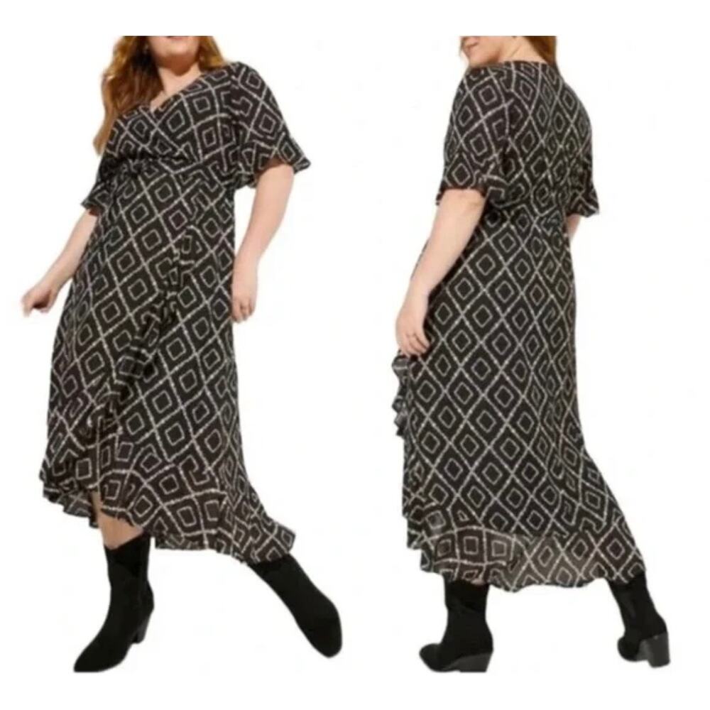 Torrid Women's Maxi Georgette Surplice Wrap Hi-Low Dress Plus Size 1 (14/16)
